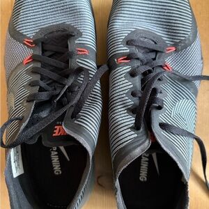 Nike Black and Gray Sneakers with Red Logo